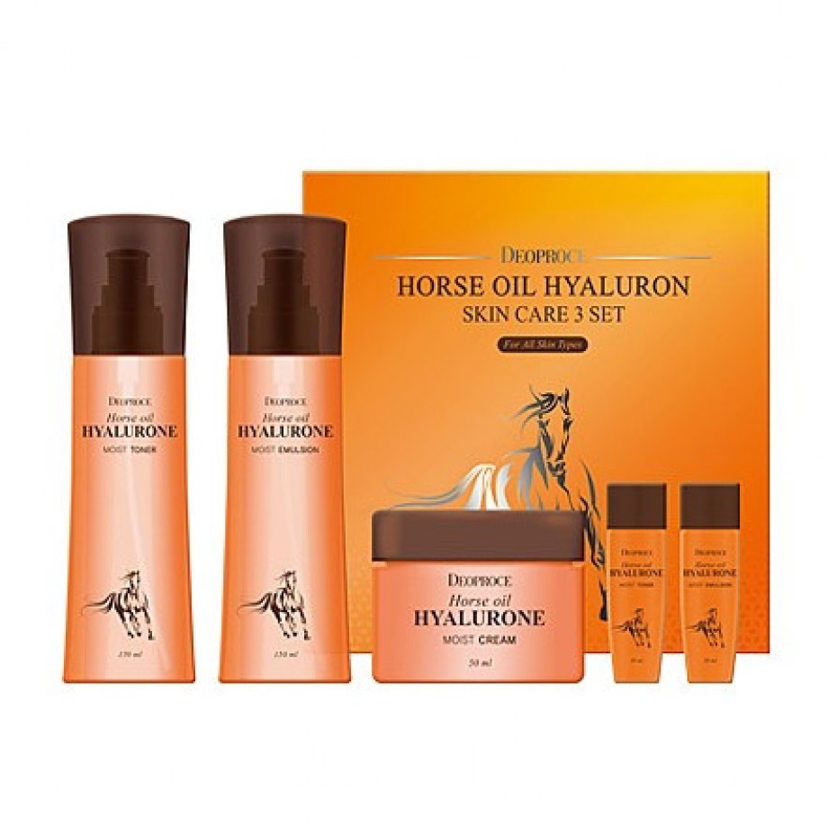 Набор для лица с лошадиным маслом и гиалуроновой кислотой Deoproce Horse Oil Hyalurone Skin Care 3 Set