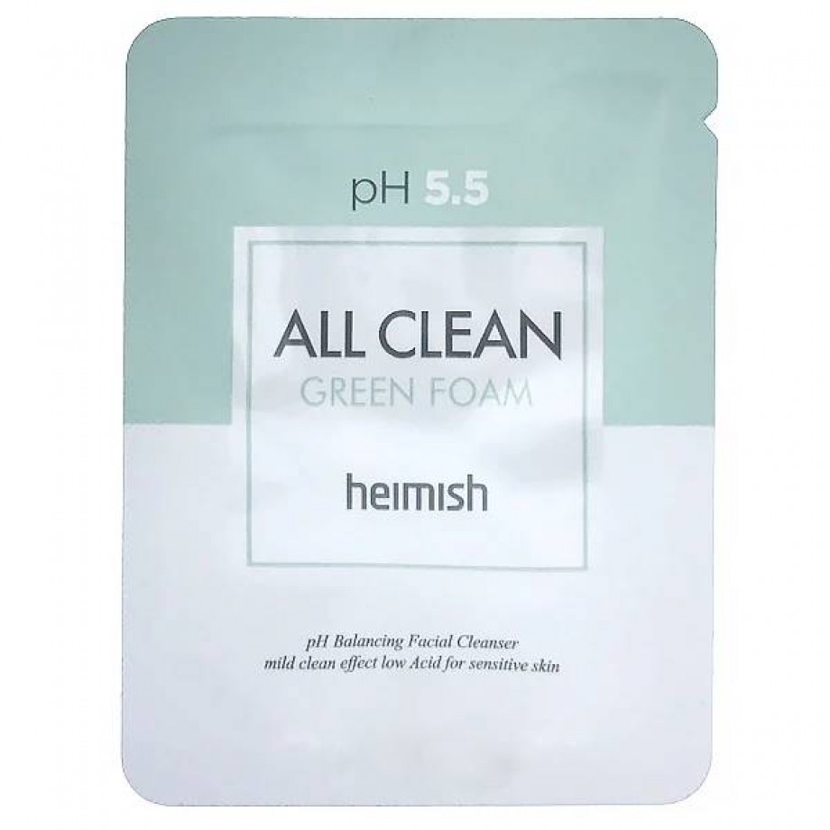ПРОБНИК Слабокислотный гель для умывания для чувствительной кожи Heimish pH 5.5 All Clean Green Foam