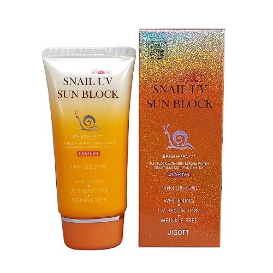 Солнцезащитный крем с улиточным муцином JIGOTT Snail Uv Sun Block Cream SPF50+/PA+++