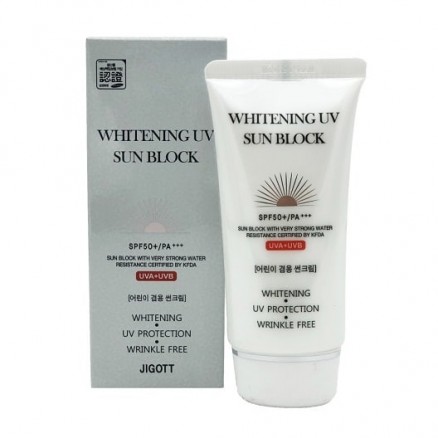 Осветляющий солнцезащитный крем для лица JIGOTT Whitening UV Sun Block Cream SPF50+/PA+++