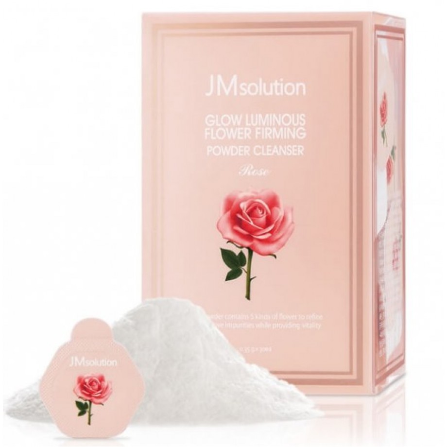 Энзимная пудра для сияния с розовой водой JMsolution Glow Luminious Flower Firming Powder Cleanser Rose