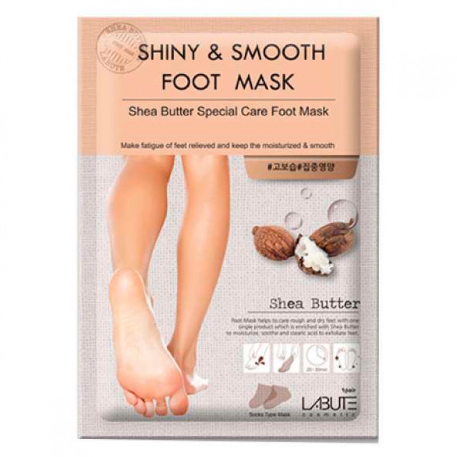 Питательная маска для ног с маслом ши Labute Shiny & Smooth Foot Mask