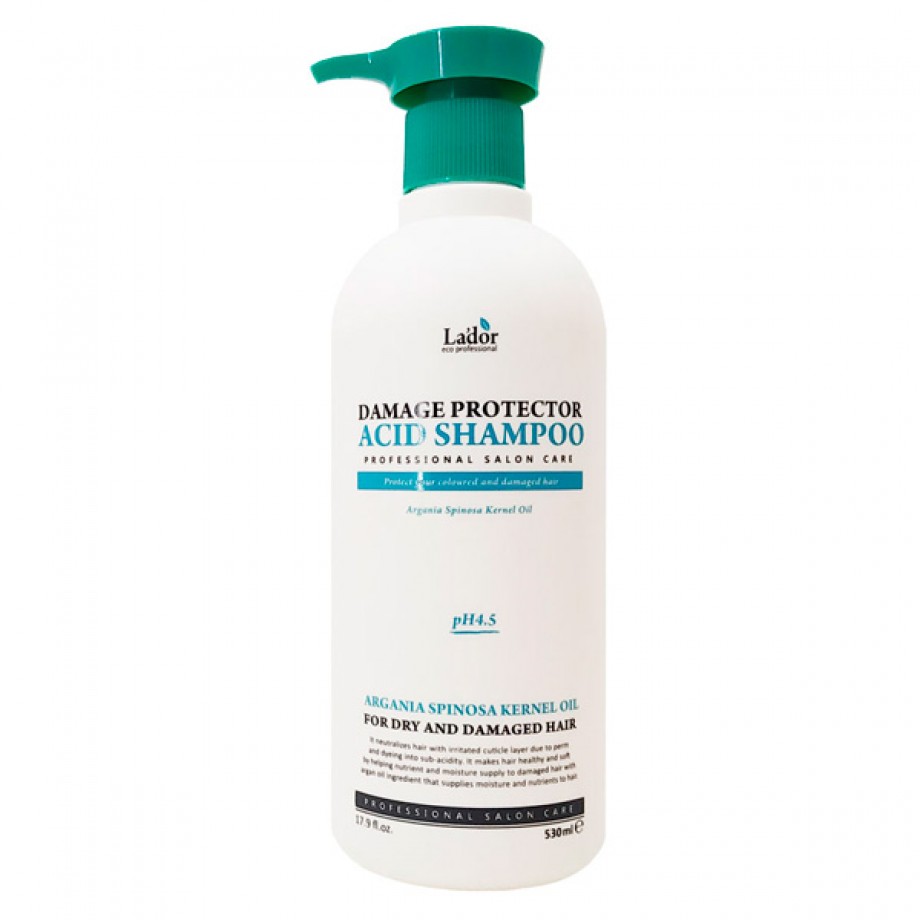 Профессиональный бесщелочной шампунь для поврежденных волос Lador Damage Protector Acid Shampoo - 530 мл