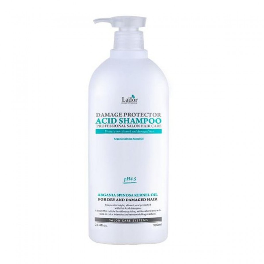 Профессиональный бесщелочной шампунь для поврежденных волос Lador Damage Protector Acid Shampoo - 900 мл