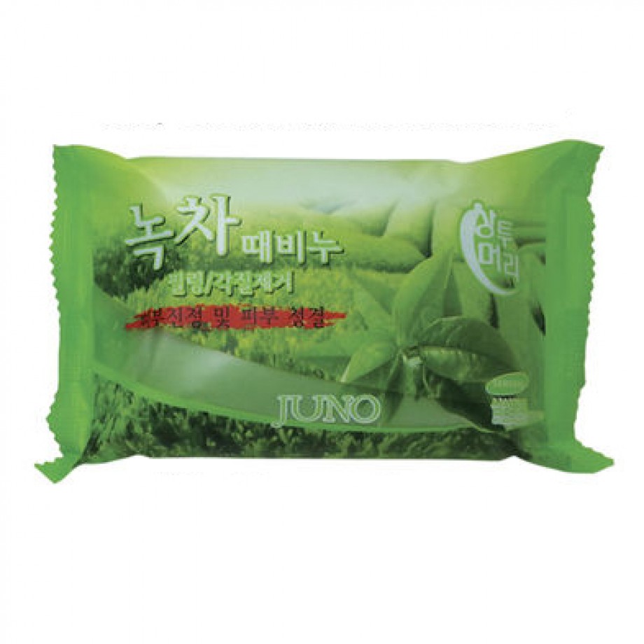 Косметическое пилинг-мыло c зеленым чаем Juno Green Tea Peeling Soap