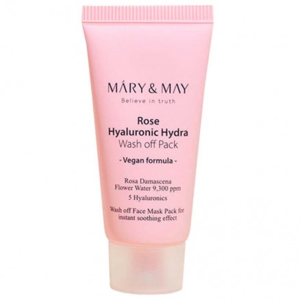 Увлажняющая глиняная маска с розой и гиалуроновой кислотой Mary&May Rose Hyaluronic Hydra Wash off Pack - 30 гр