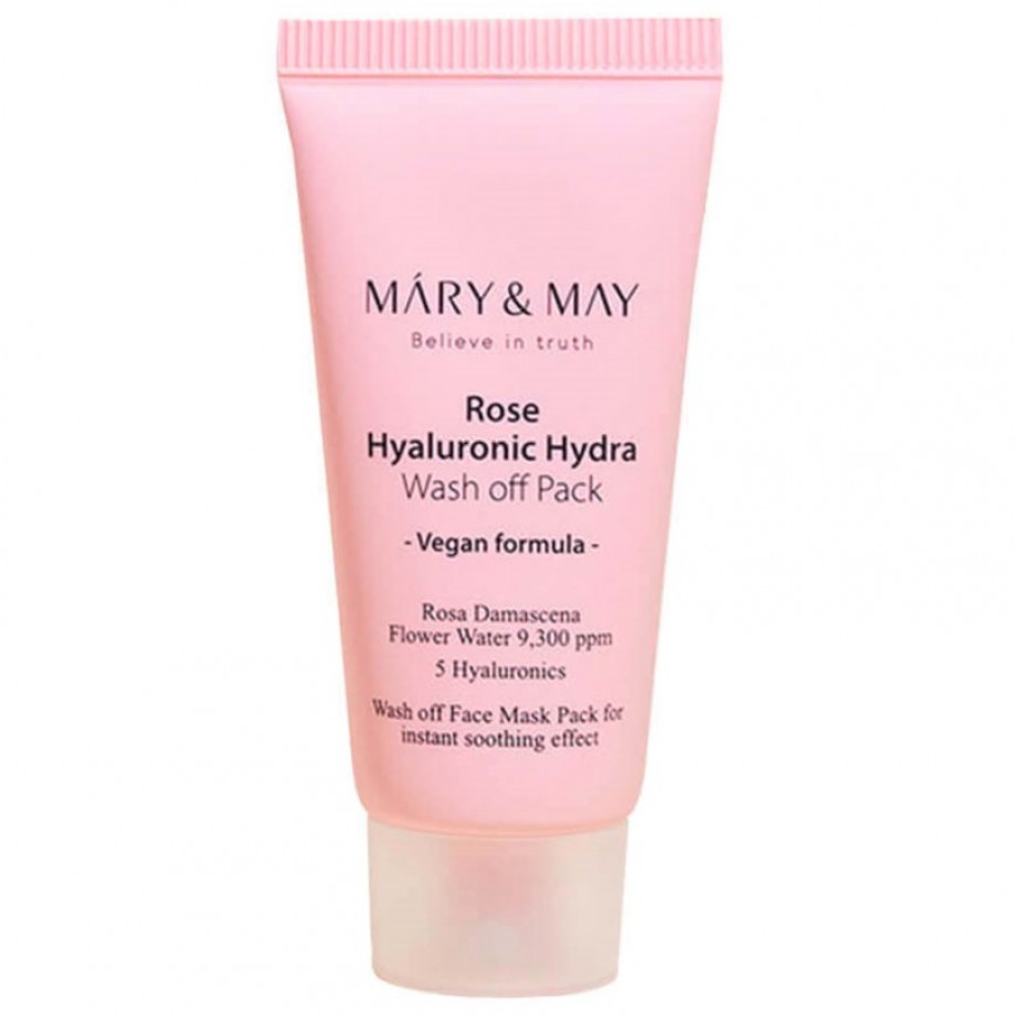 Увлажняющая глиняная маска с розой и гиалуроновой кислотой Mary&May Rose Hyaluronic Hydra Wash off Pack - 30 гр