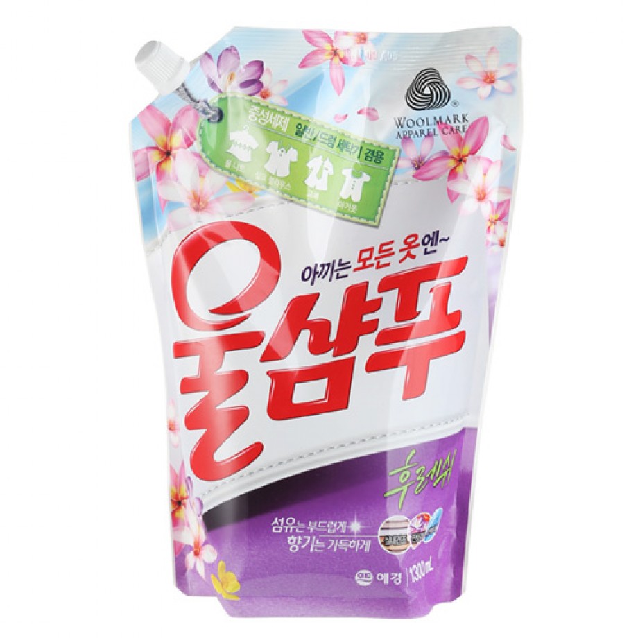 Жидкое средство для стирки запасной блок Wool Shampoo Fresh цветочный - 1300 мл