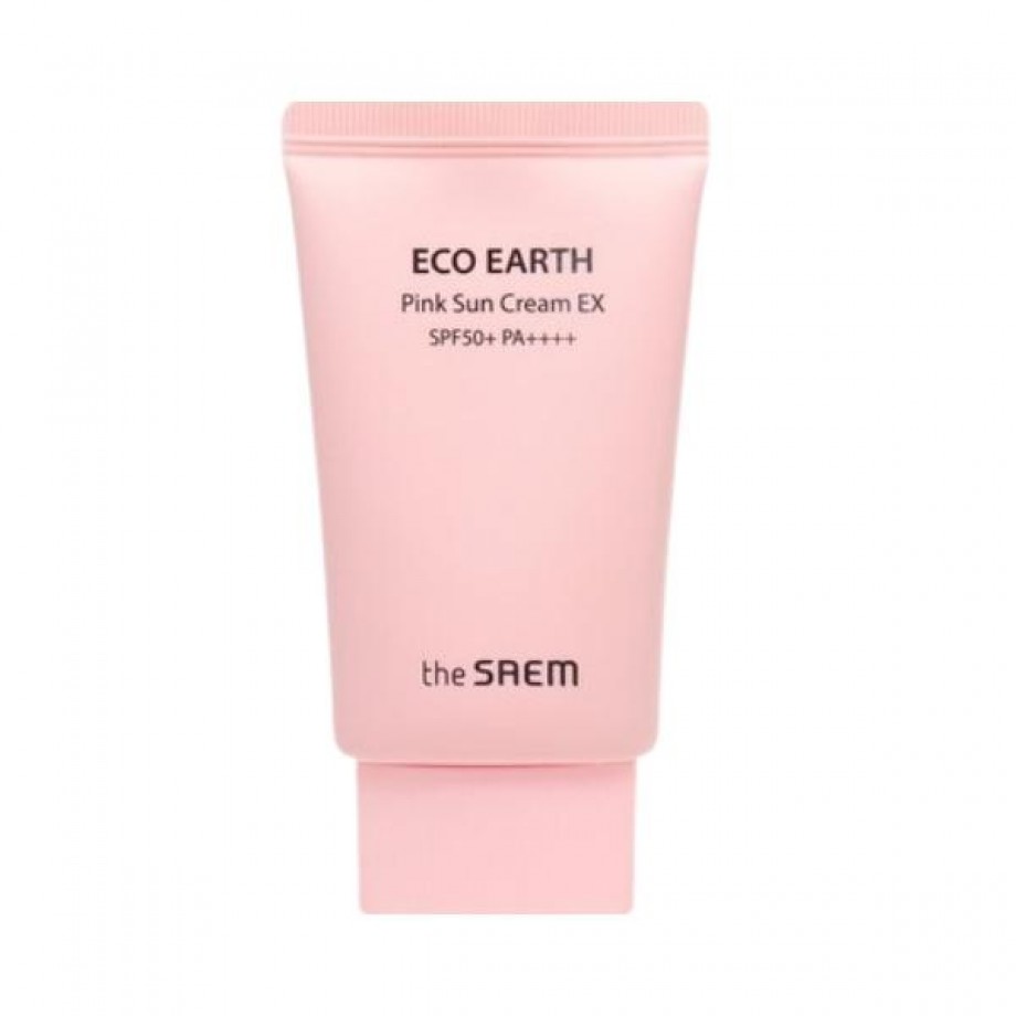 Солнцезащитный крем для проблемной кожи The Saem Eco Earth Pink Sun Cream Ex SPF50+ PA++++