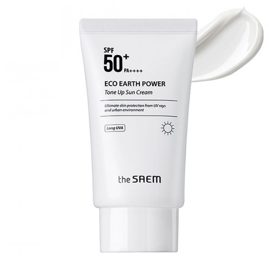 Крем солнцезащитный осветляющий The Saem Eco Earth Power Tone Up Cream SPF50+ / PA+++