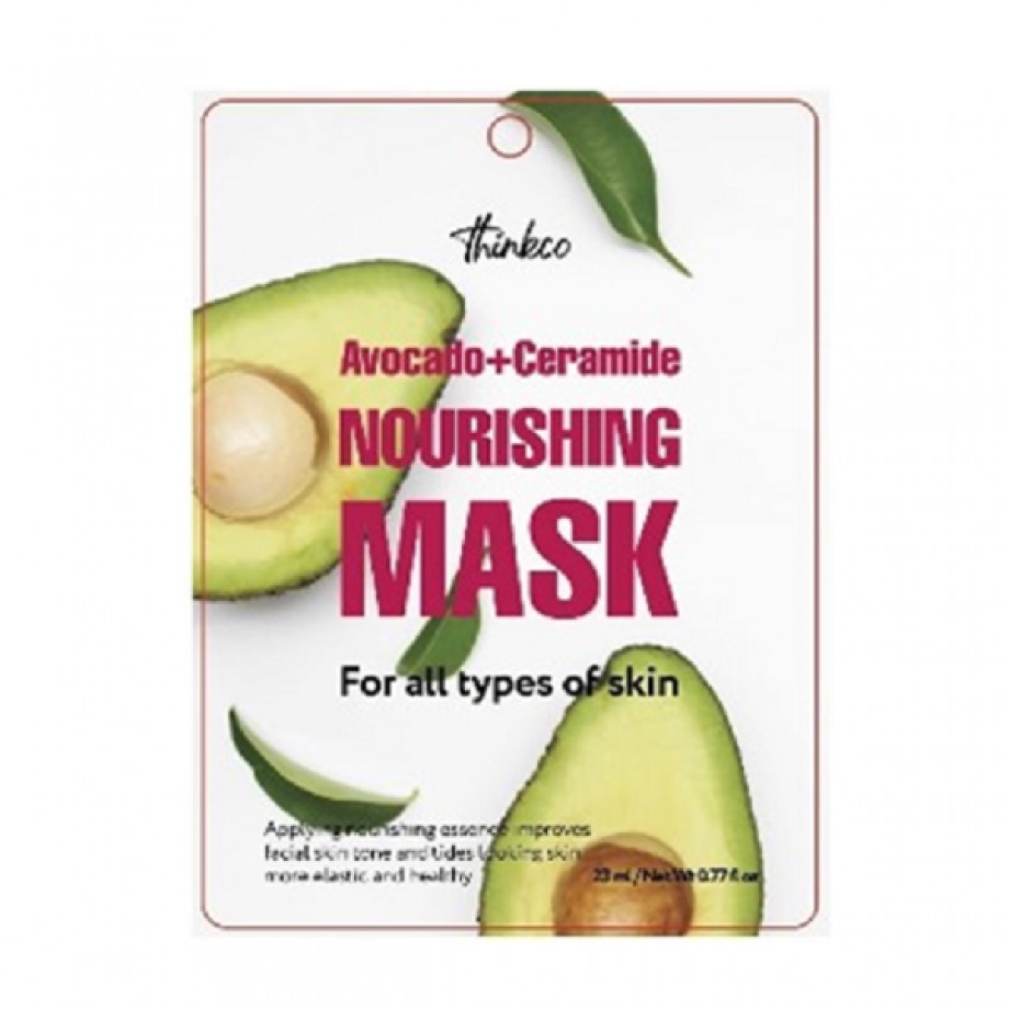 Тканевая маска для лица с экстрактом авокадо и керамидами Thinkco Avocado + Ceramide Nourishing Mask 