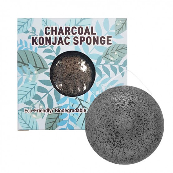 Очищающий спонж конняку с древесным углем Trimay Charcoal Konjac Sponge