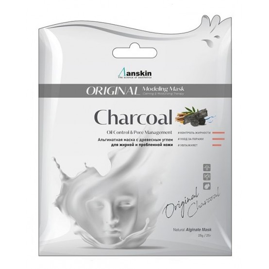 Альгинатная маска с древесным углем Anskin Modeling Mask Charcoal - саше 25 гр