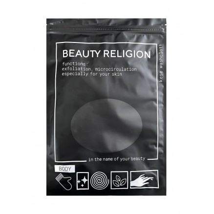 Мочалка кесе в форме рукавицы чёрная Beauty Religion Kese Washcloth Black