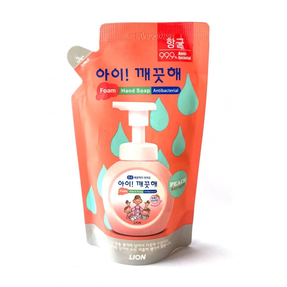 Жидкое мыло-пенка персиковое увлажняющее запасной блок CJ Lion Foam Hand Peach Soap