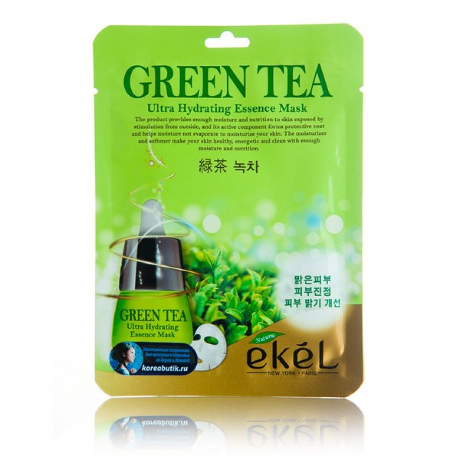 Маска-салфетка для лица с зеленым чаем Ekel Green Tea Ultra Hydrating Essence Mask