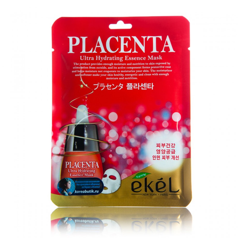 Маска-салфетка для лица с плацентой Ekel Placenta Ultra Hydrating Essence Mask