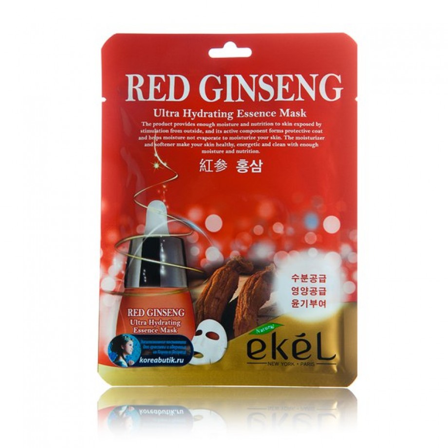 Маска-салфетка для лица с красным женьшенем Ekel Red Ginseng Ultra Hydrating Essence Mask