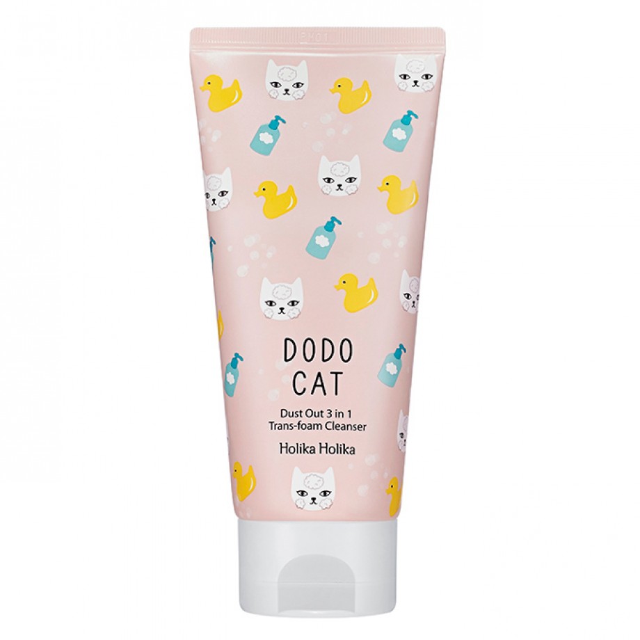 Пенка-маска-скраб 3 в 1 Holika Holika Dodo Cat Dust Out 3 in 1 Trans Foam Cleanser