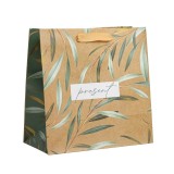 Пакет подарочный крафтовый квадратный "Present", 22 × 22 × 11 см