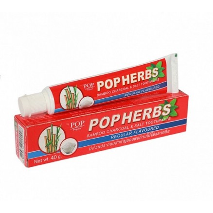 Тайская зубная паста с бамбуковым углем и солью POP Herbs Bamboo Charcoal & Salt Toothpaste 40 гр