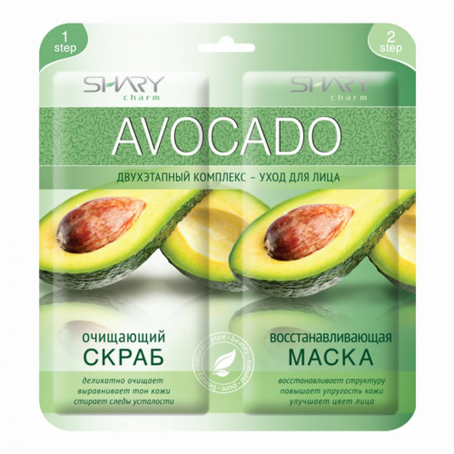 Двухэтапный комплекс-уход скраб + маска для лица с авокадо Shary Charm 2-Step Scrub + Mask Avocado