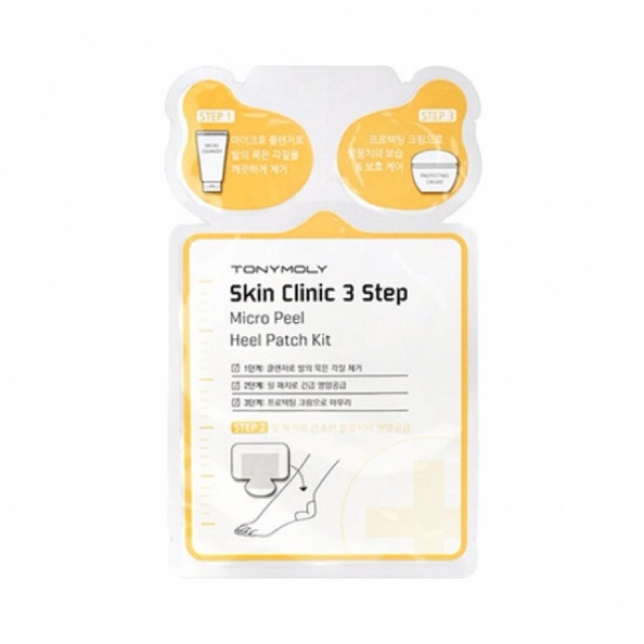 Набор для пилинга ног Tony Moly Skin Clinic 3 Step Micro Peel Heel Patch Kit