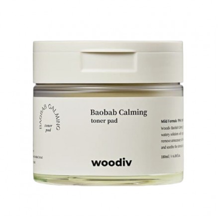 Успокаивающие тонер-пэды с баобабом woodiv Baobab Calming Toner Pad