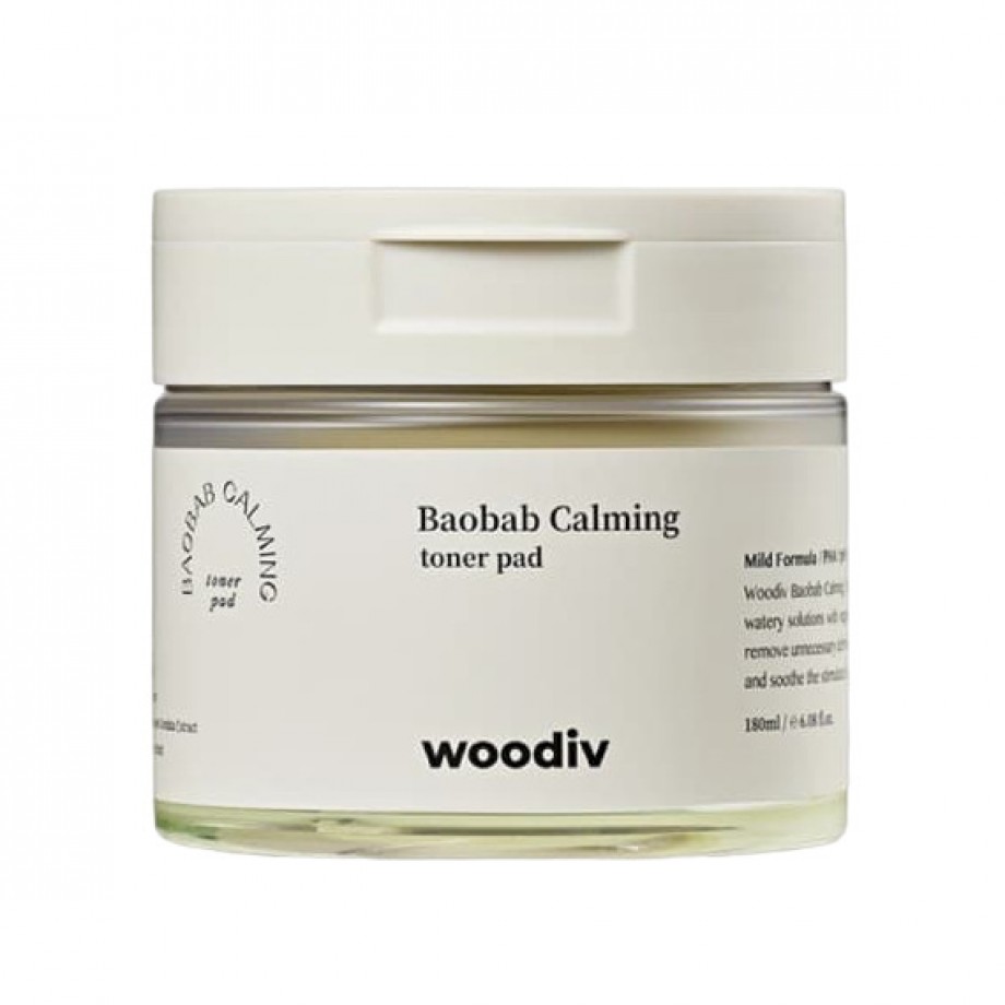 Успокаивающие тонер-пэды с баобабом woodiv Baobab Calming Toner Pad